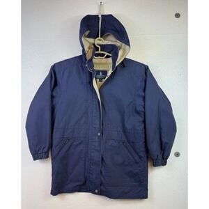 Vtg London Fog Mens Coat Sz M Insulated Blue Removable Hooded Zip Out Liner